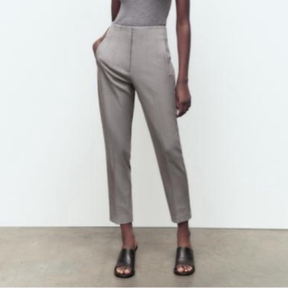 Zara Taupe Ankle-Length Pants